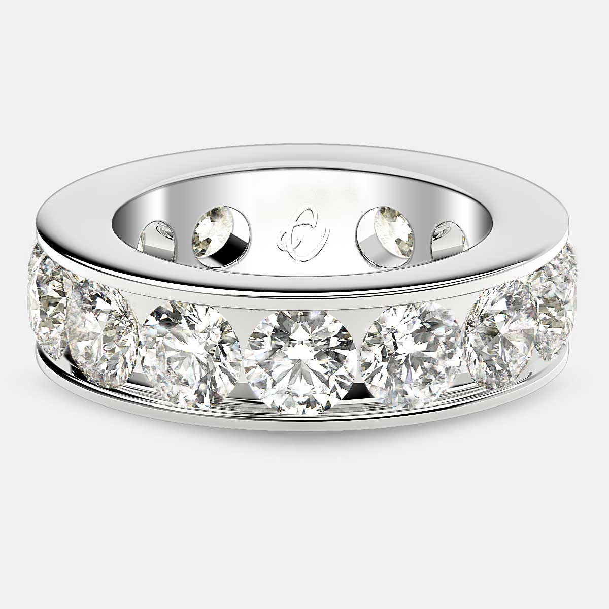 Channel Set Eternity Ring with Round Diamonds in Platinum