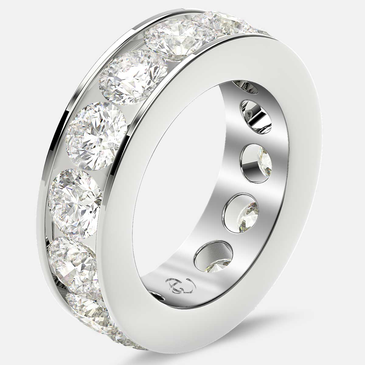 Channel Set Eternity Ring with Round Diamonds in Platinum