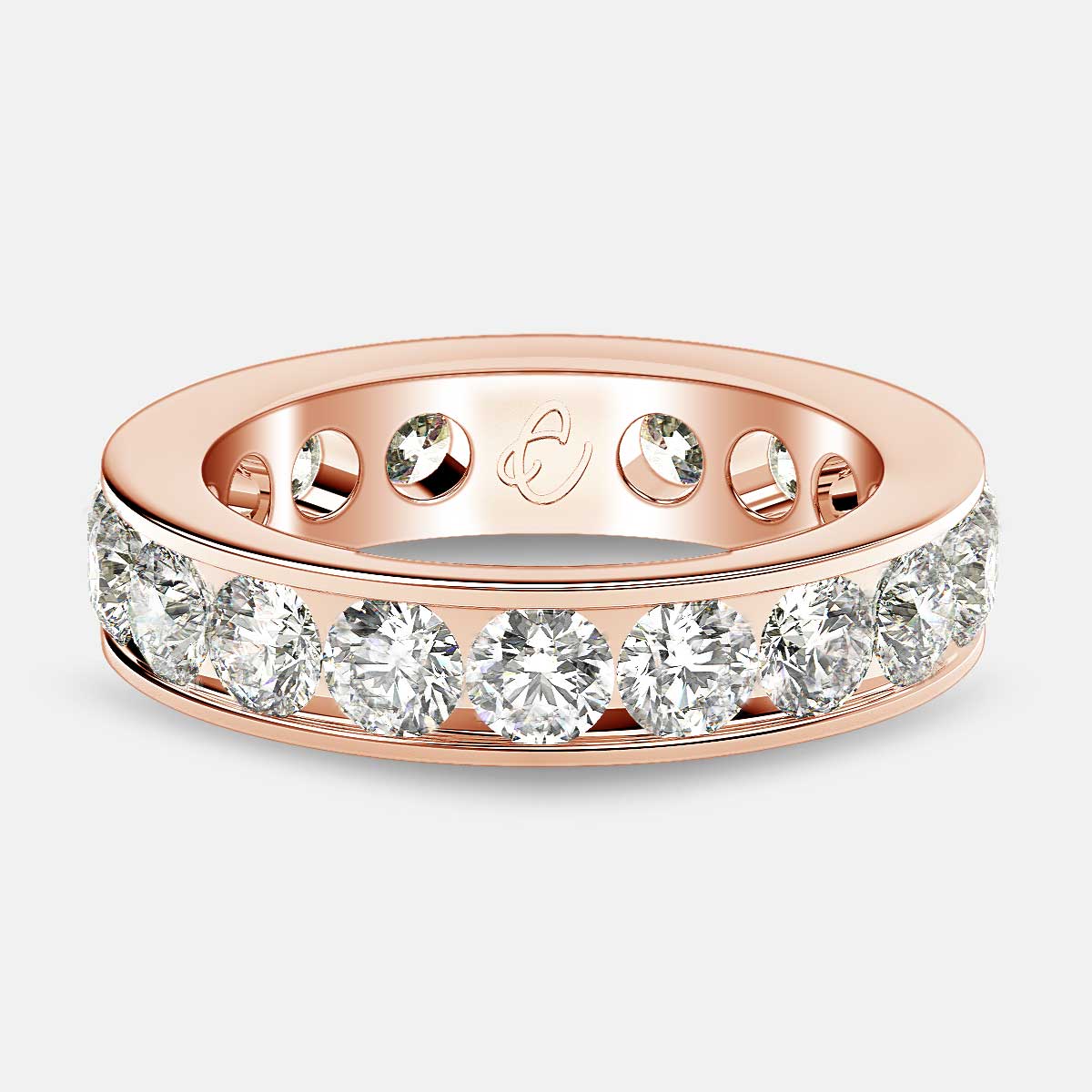 Channel Set Eternity Ring with Round Diamonds in 18k Rose Gold