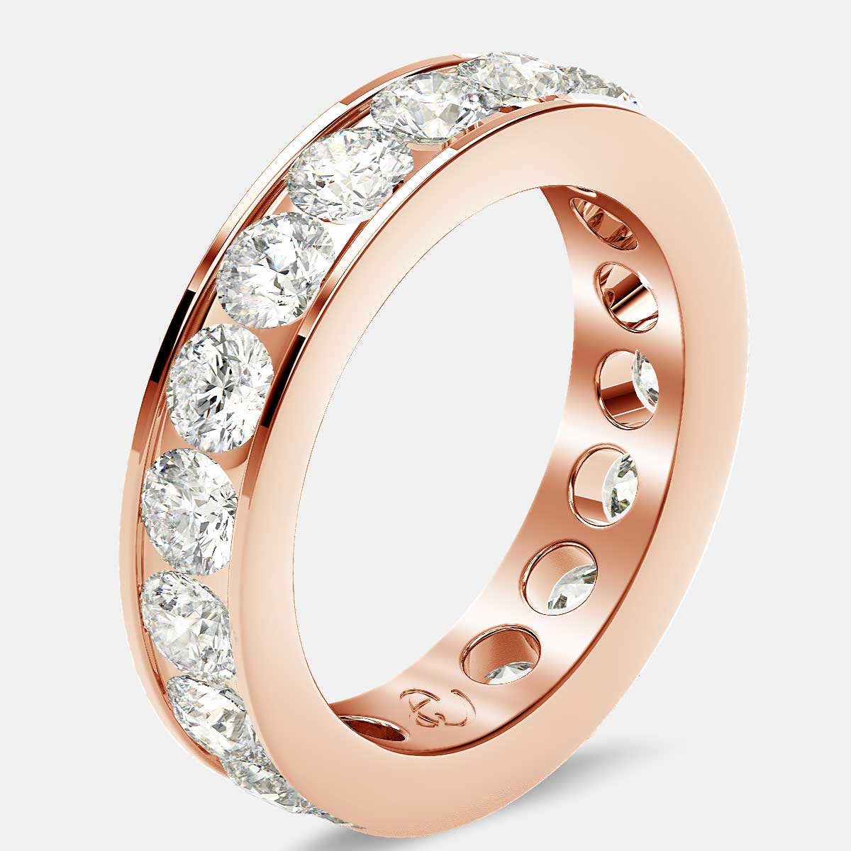 Channel Set Eternity Ring with Round Diamonds in 18k Rose Gold