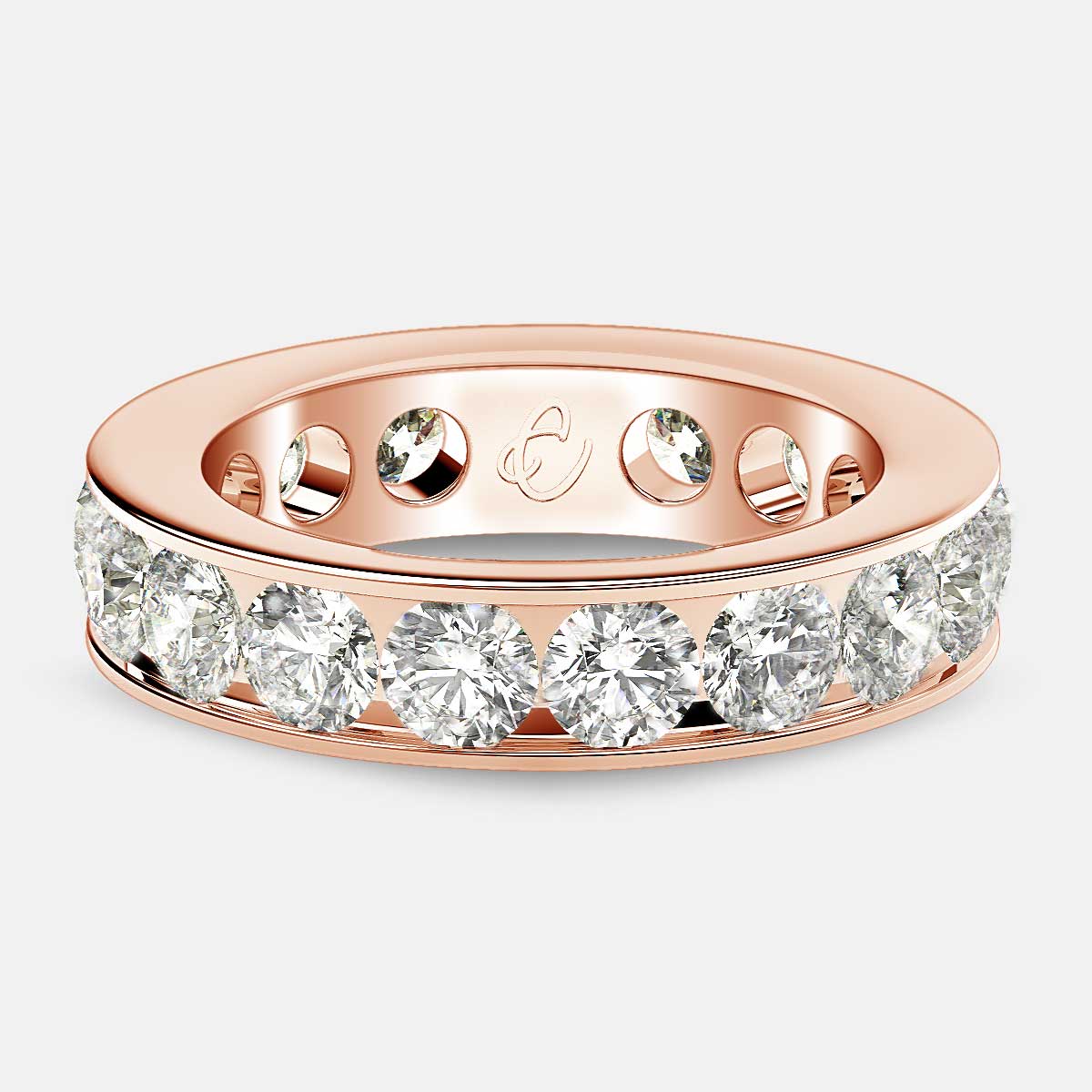 Channel Set Eternity Ring with Round Diamonds in 18k Rose Gold