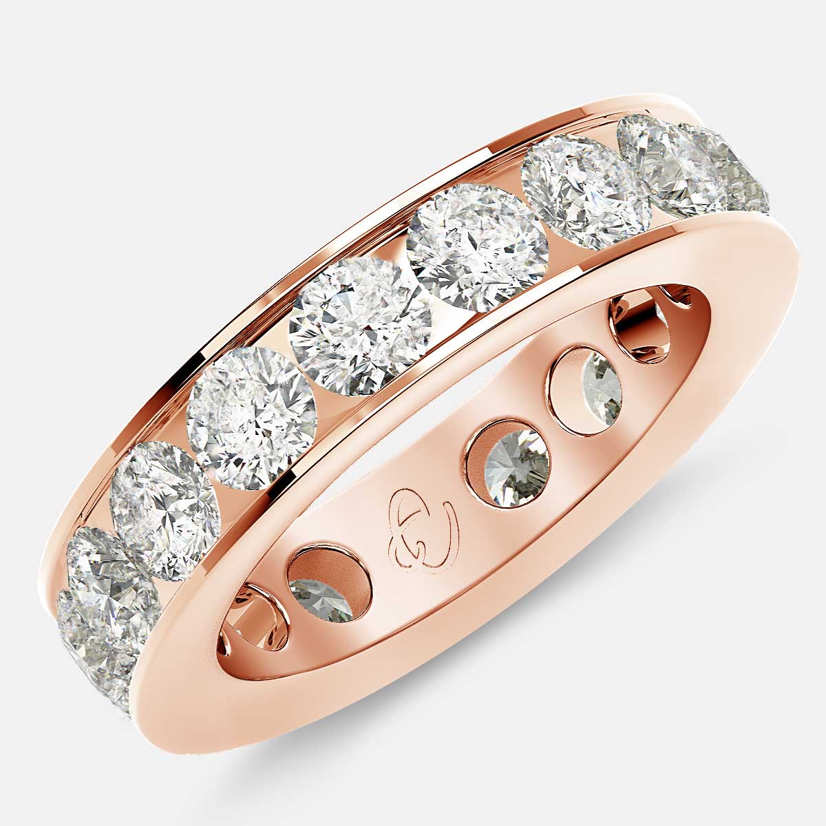 Channel Set Eternity Ring with Round Diamonds in 18k Rose Gold