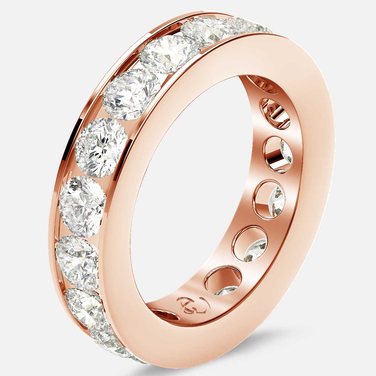 Channel Set Eternity Ring with Round Diamonds in 18k Rose Gold