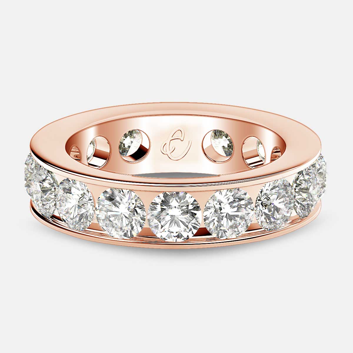 Channel Set Eternity Ring with Round Diamonds in 18k Rose Gold