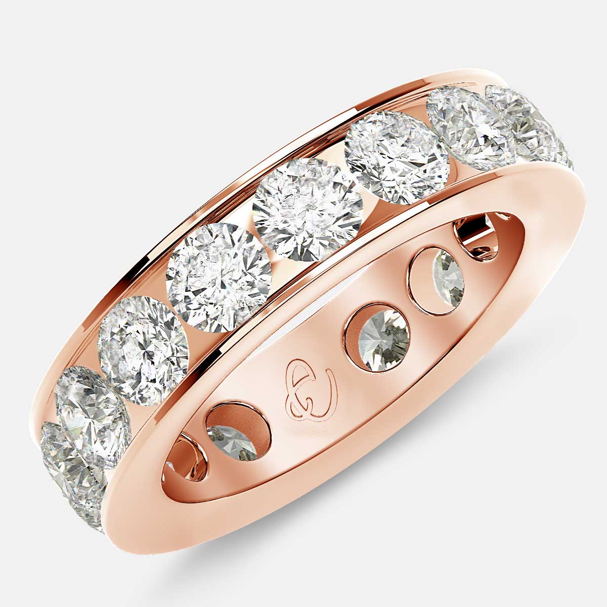 Channel Set Eternity Ring with Round Diamonds in 18k Rose Gold