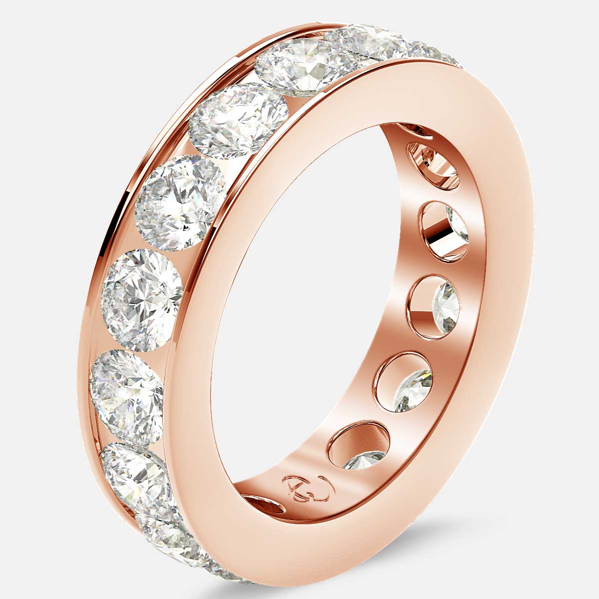 Channel Set Eternity Ring with Round Diamonds in 18k Rose Gold