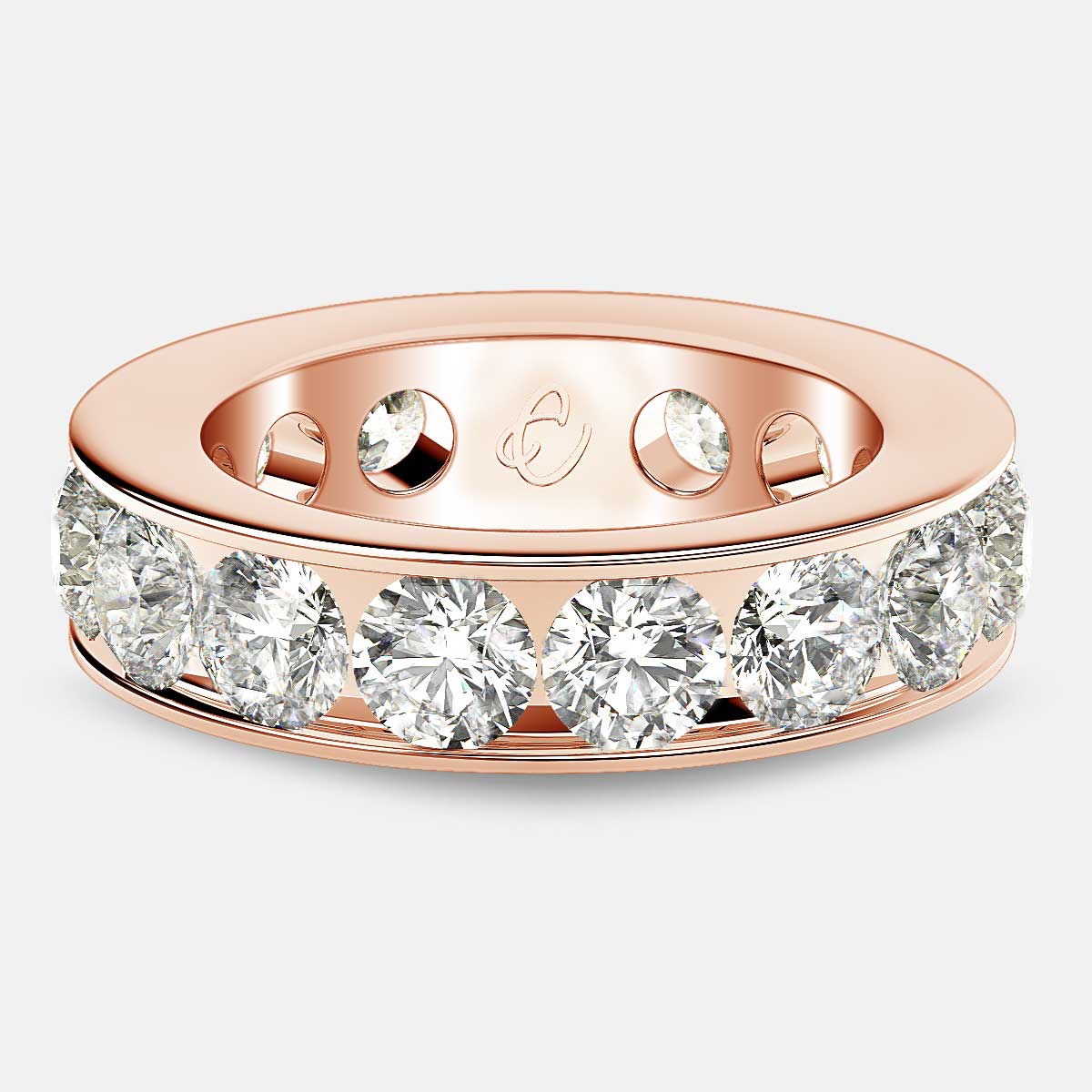 Channel Set Eternity Ring with Round Diamonds in 18k Rose Gold