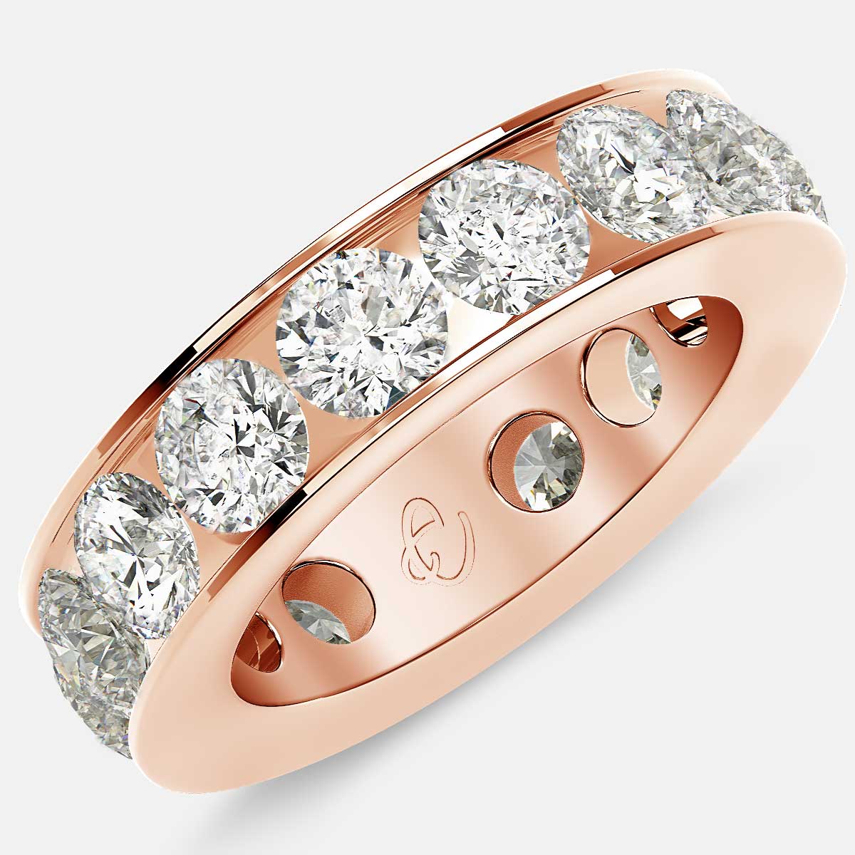 Channel Set Eternity Ring with Round Diamonds in 18k Rose Gold