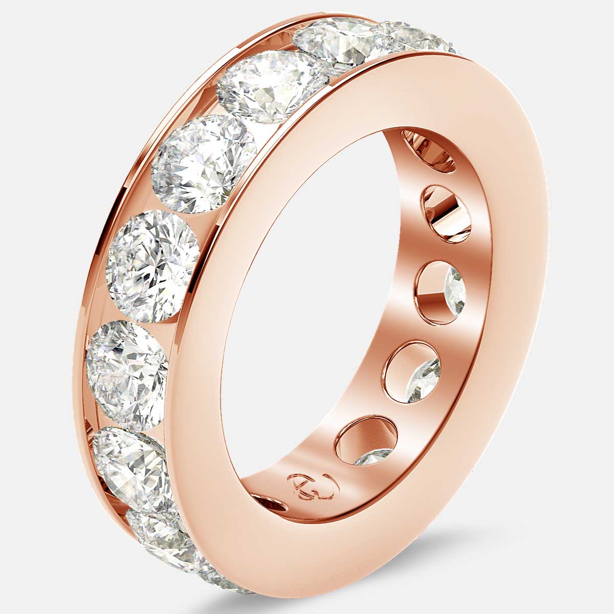 Channel Set Eternity Ring with Round Diamonds in 18k Rose Gold