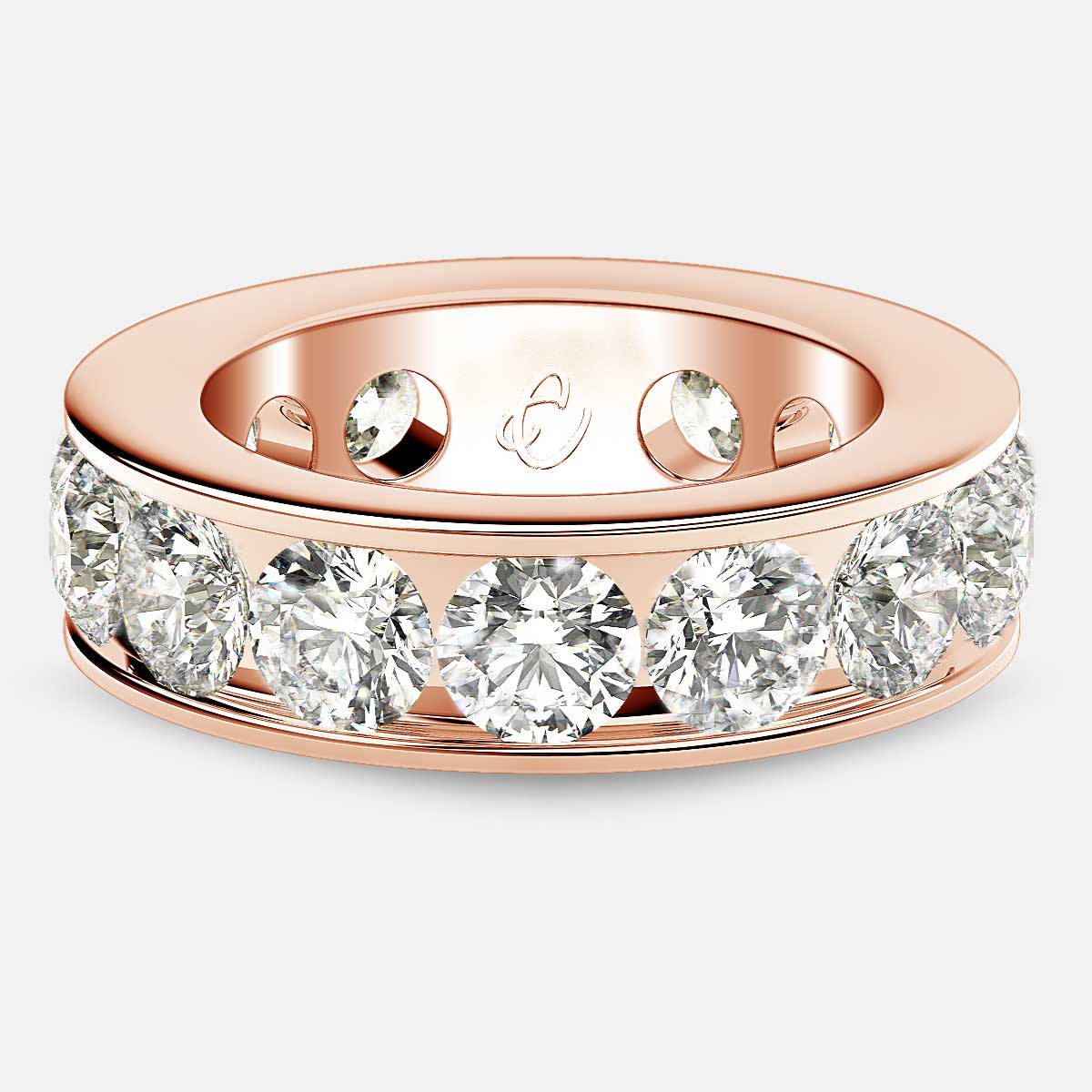 Channel Set Eternity Ring with Round Diamonds in 18k Rose Gold