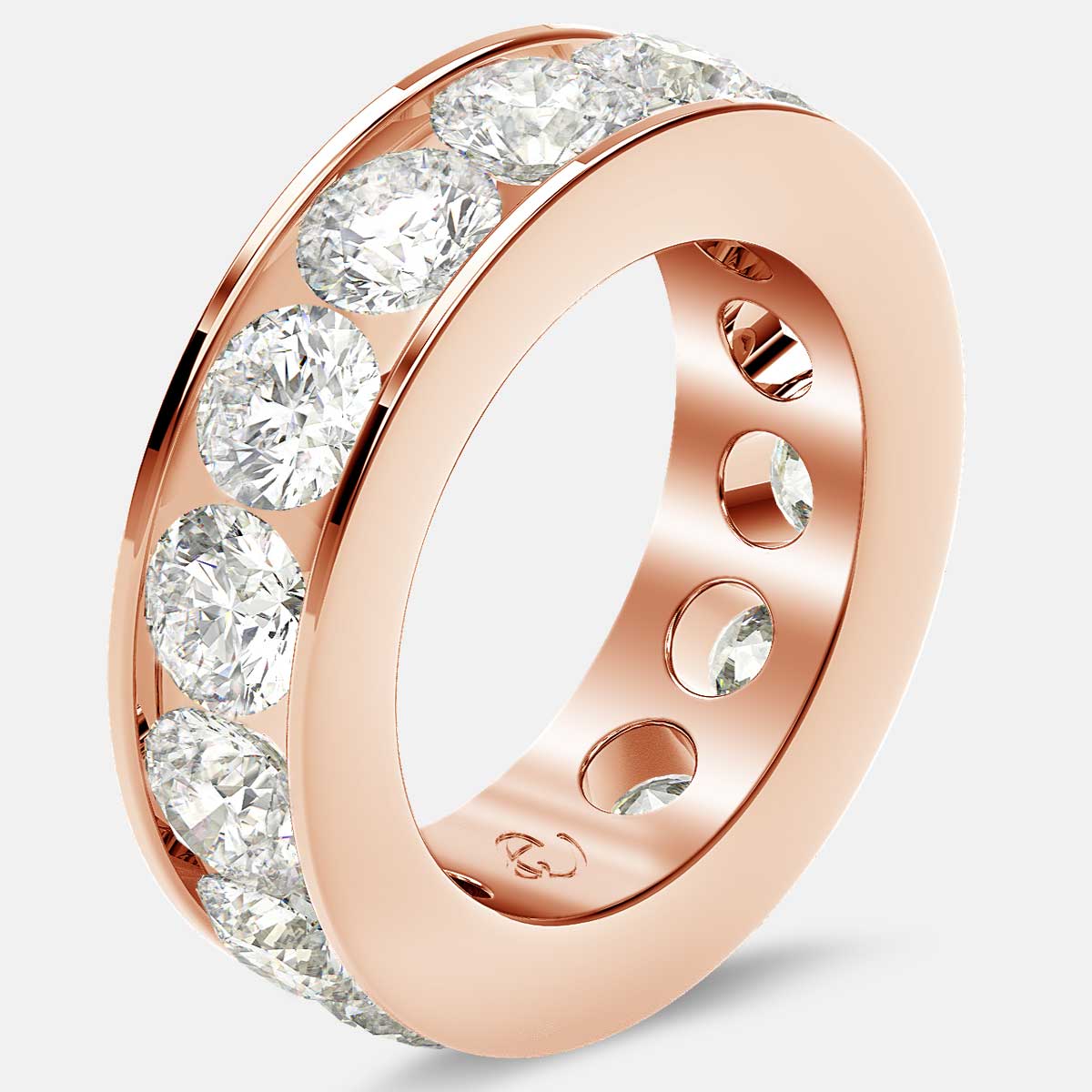 Channel Set Eternity Ring with Round Diamonds in 18k Rose Gold