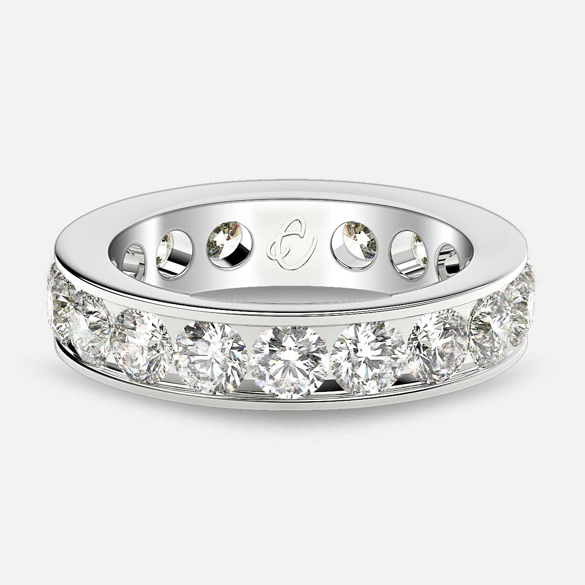 Channel Set Eternity Ring with Round Diamonds in 18k White Gold