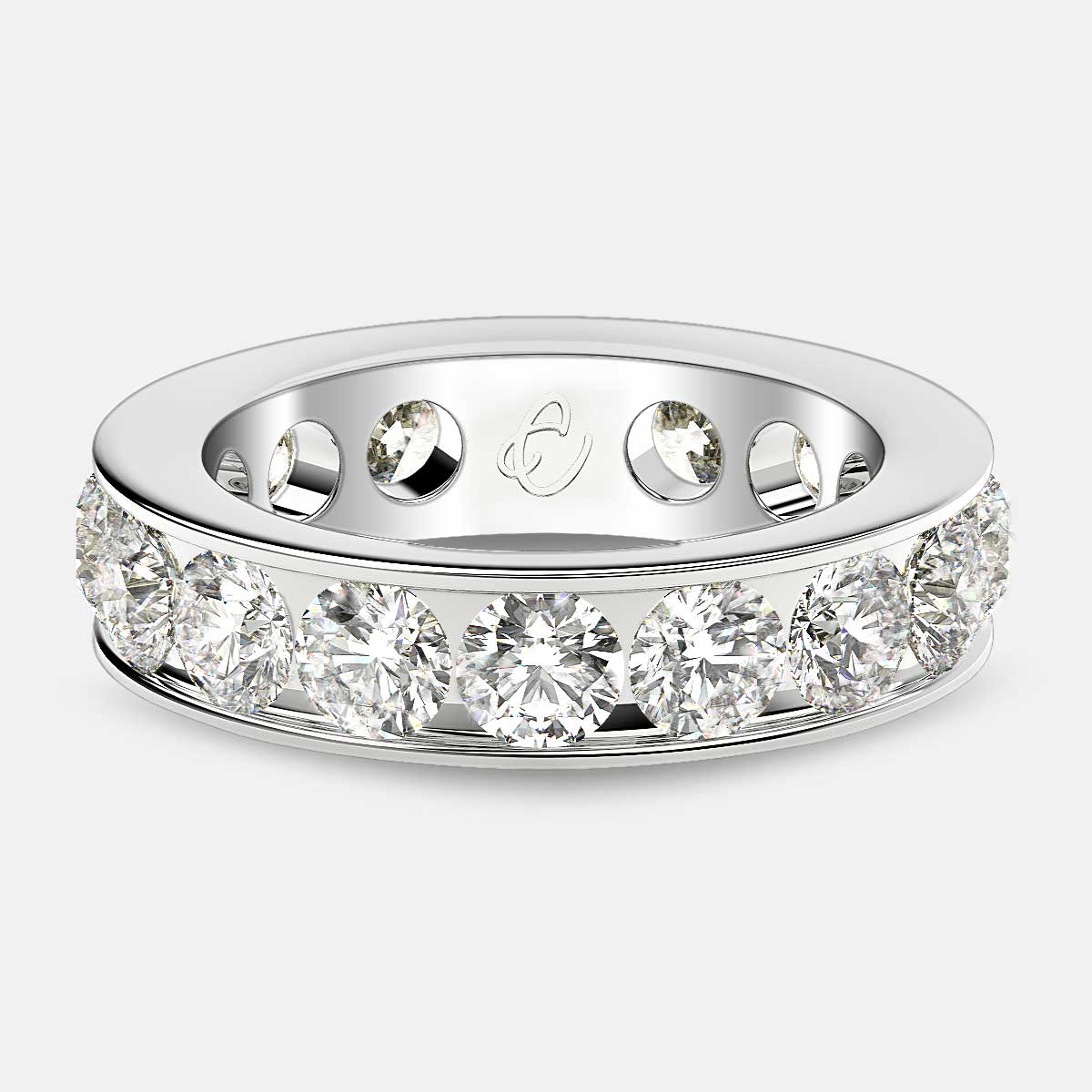 Channel Set Eternity Ring with Round Diamonds in 18k White Gold