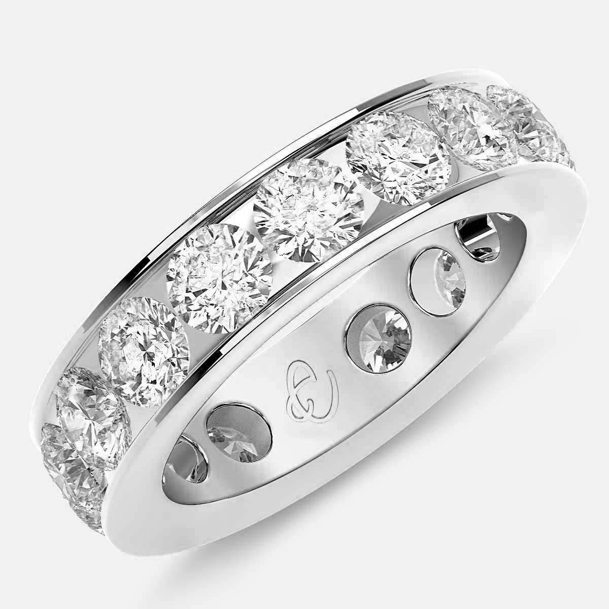 Channel-Set Diamond Wedding Band (Various Sizes) 18K White Gold / 3/4