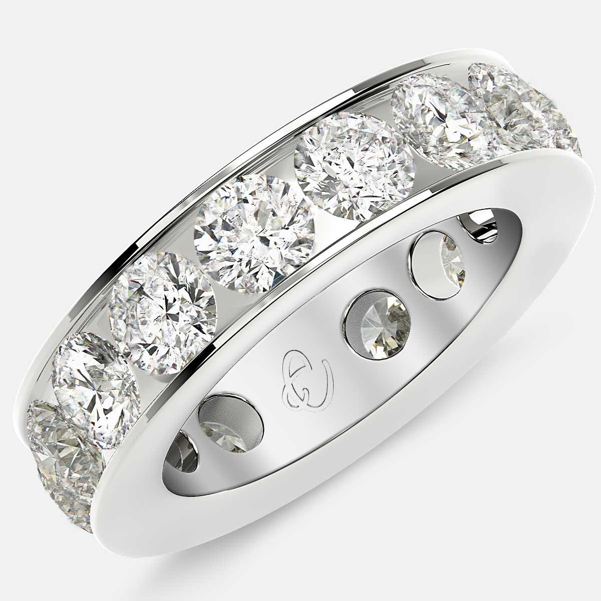 Channel Set Eternity Ring with Round Diamonds in 18k White Gold