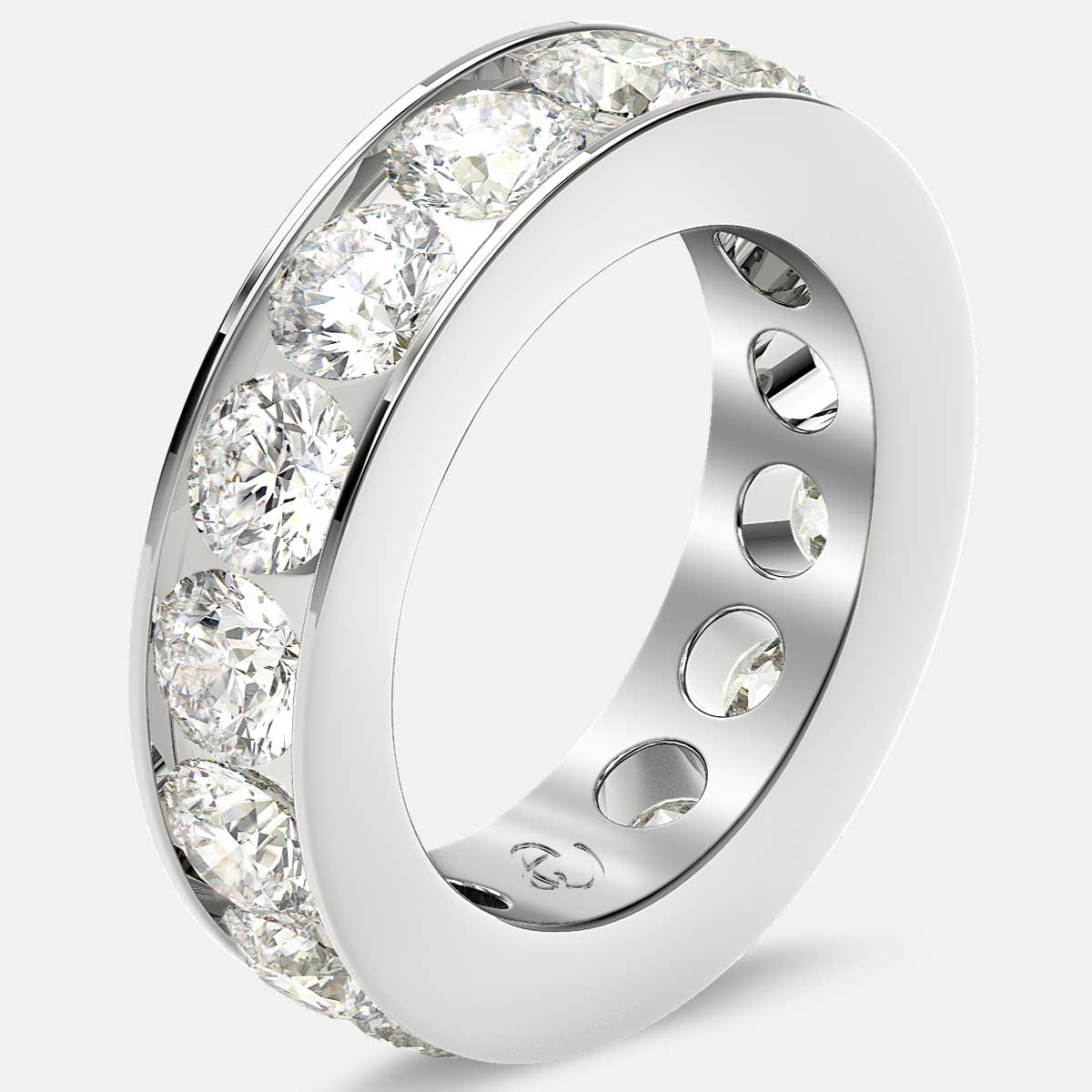 Channel Set Eternity Ring with Round Diamonds in 18k White Gold