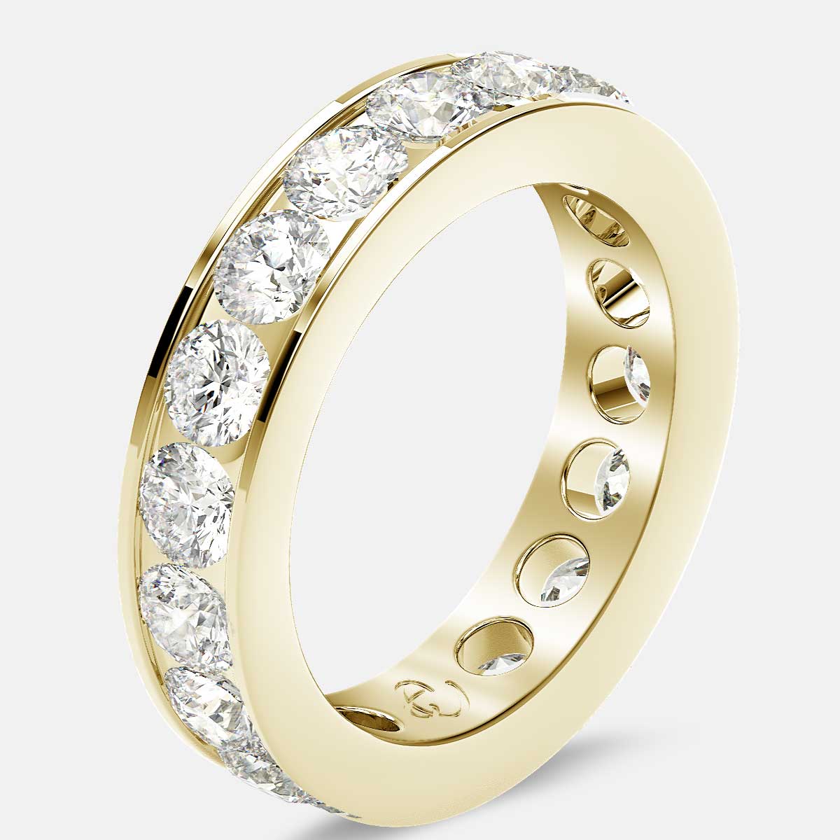 Channel Set Eternity Ring with Round Diamonds in 18k Yellow Gold