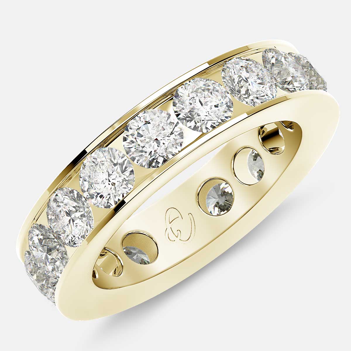 Channel Set Eternity Ring with Round Diamonds in 18k Yellow Gold