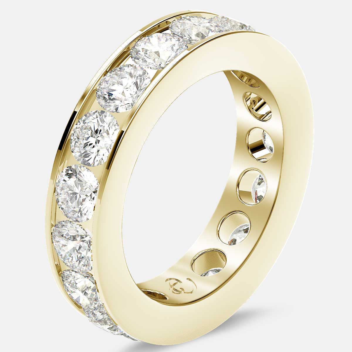 Channel Set Eternity Ring with Round Diamonds in 18k Yellow Gold