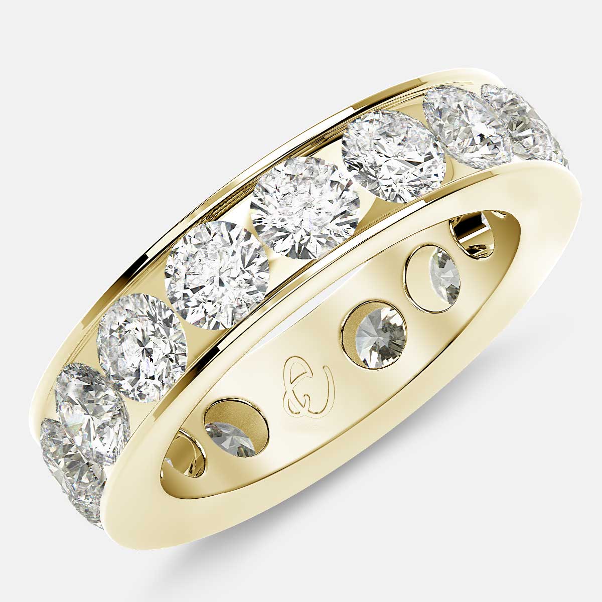 Channel Set Eternity Ring with Round Diamonds in 18k Yellow Gold