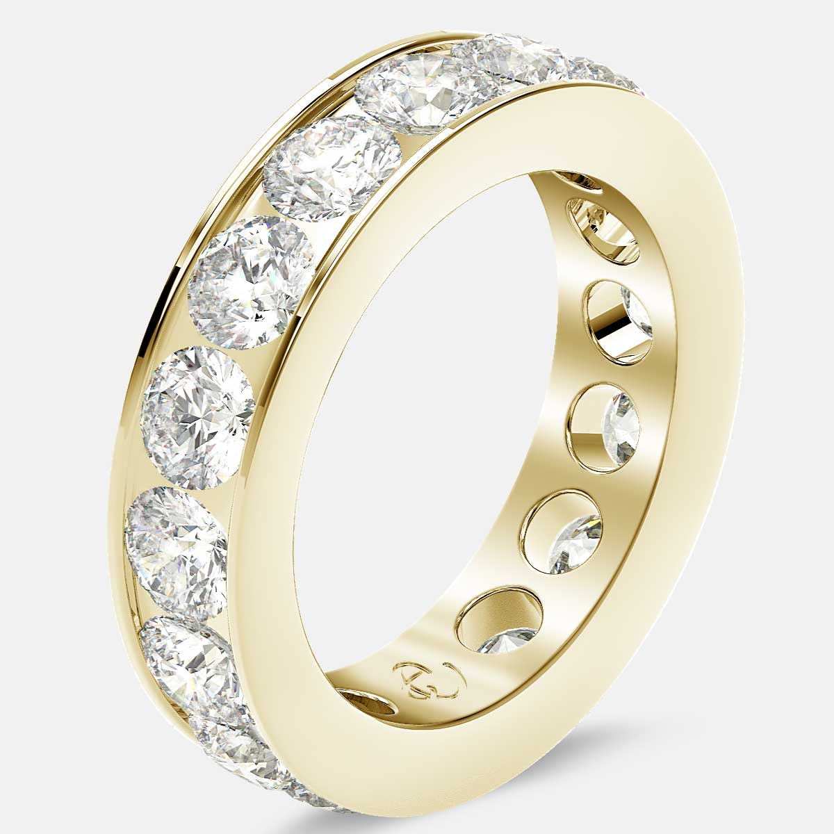 Channel Set Eternity Ring with Round Diamonds in 18k Yellow Gold