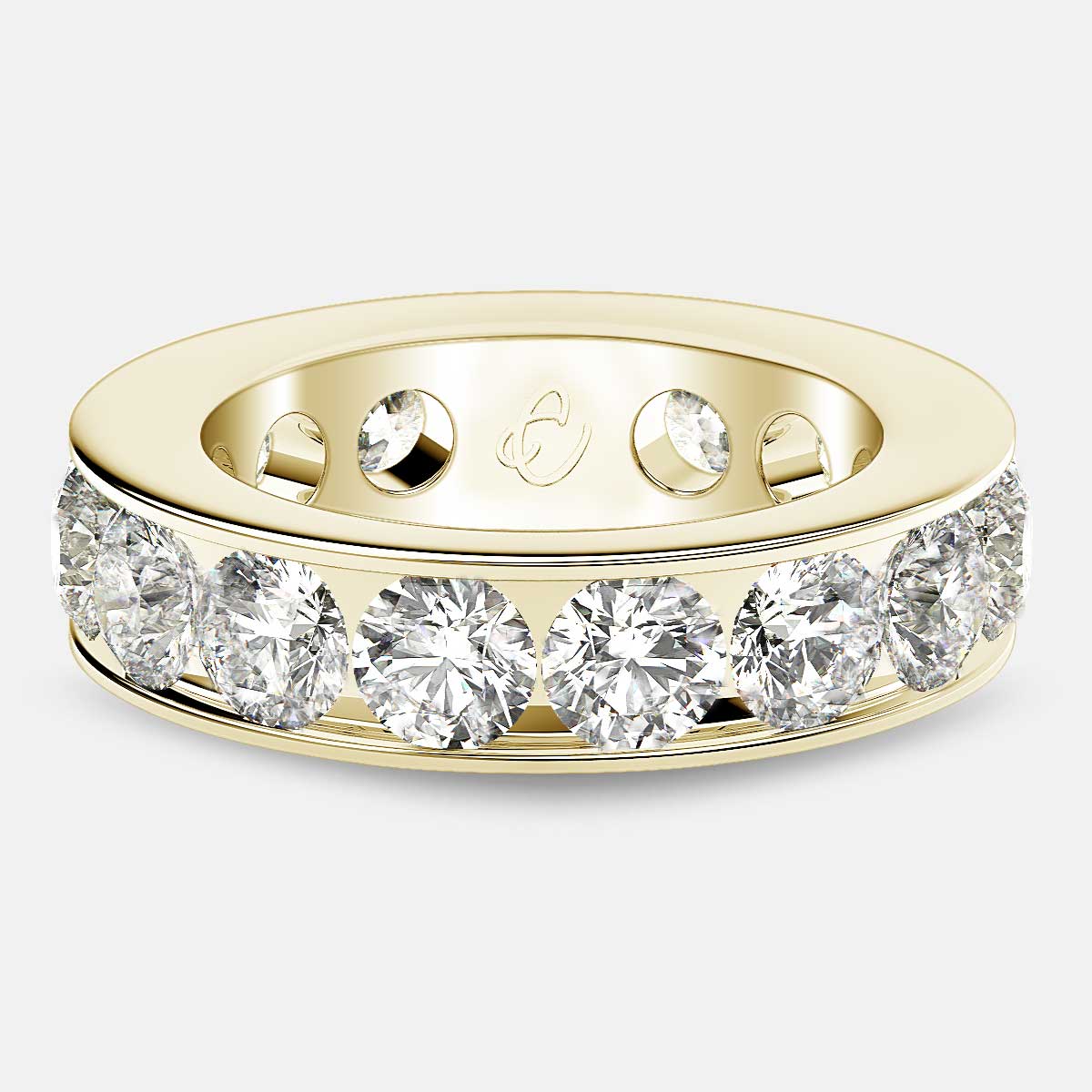 Channel Set Eternity Ring with Round Diamonds in 18k Yellow Gold