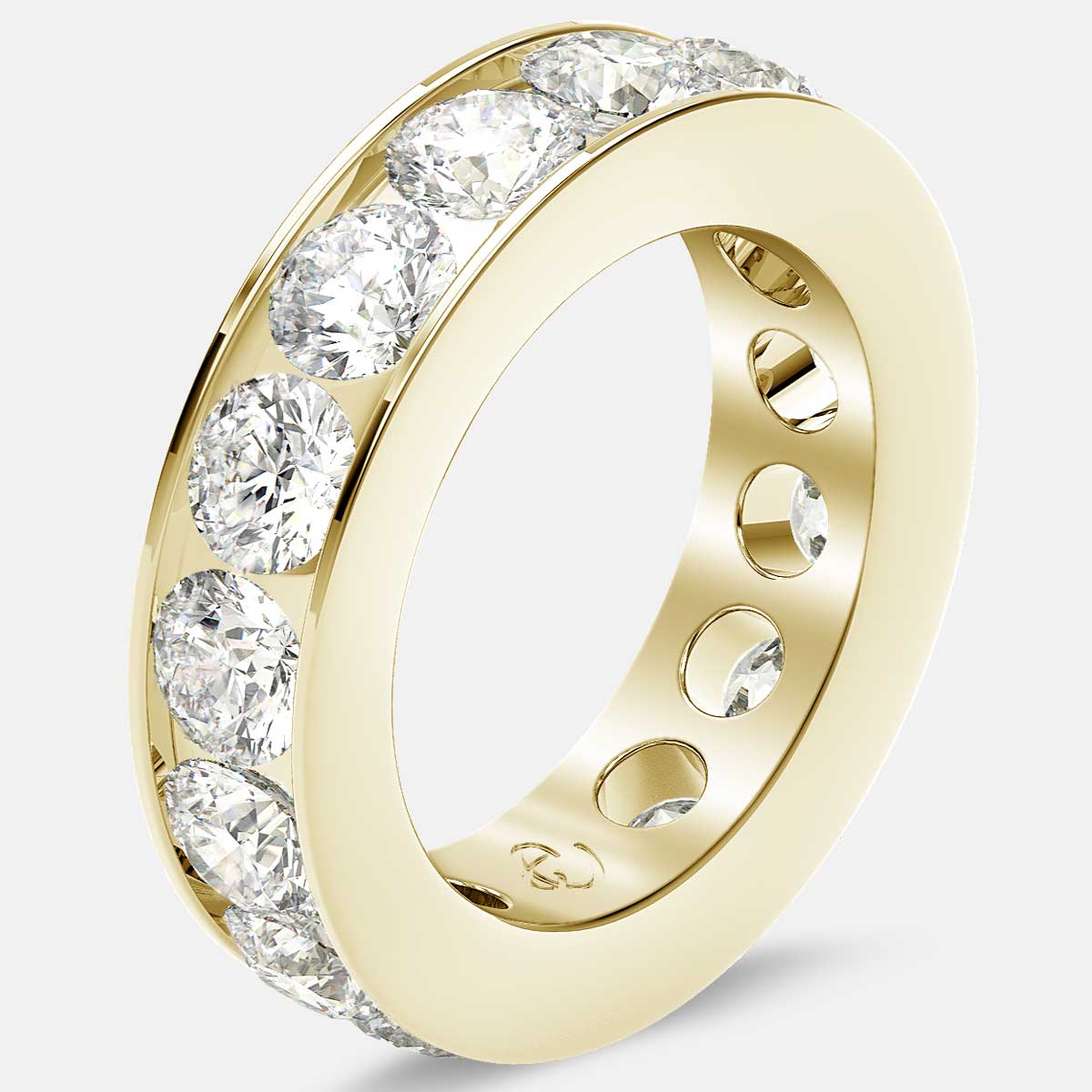 Channel Set Eternity Ring with Round Diamonds in 18k Yellow Gold