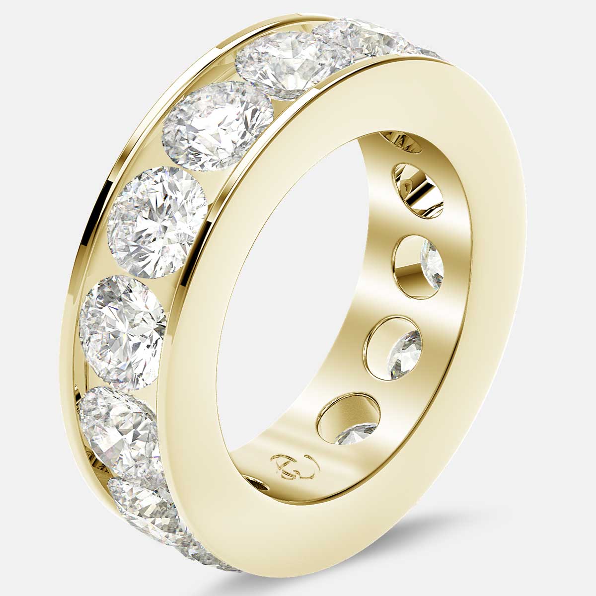 Channel Set Eternity Ring with Round Diamonds in 18k Yellow Gold