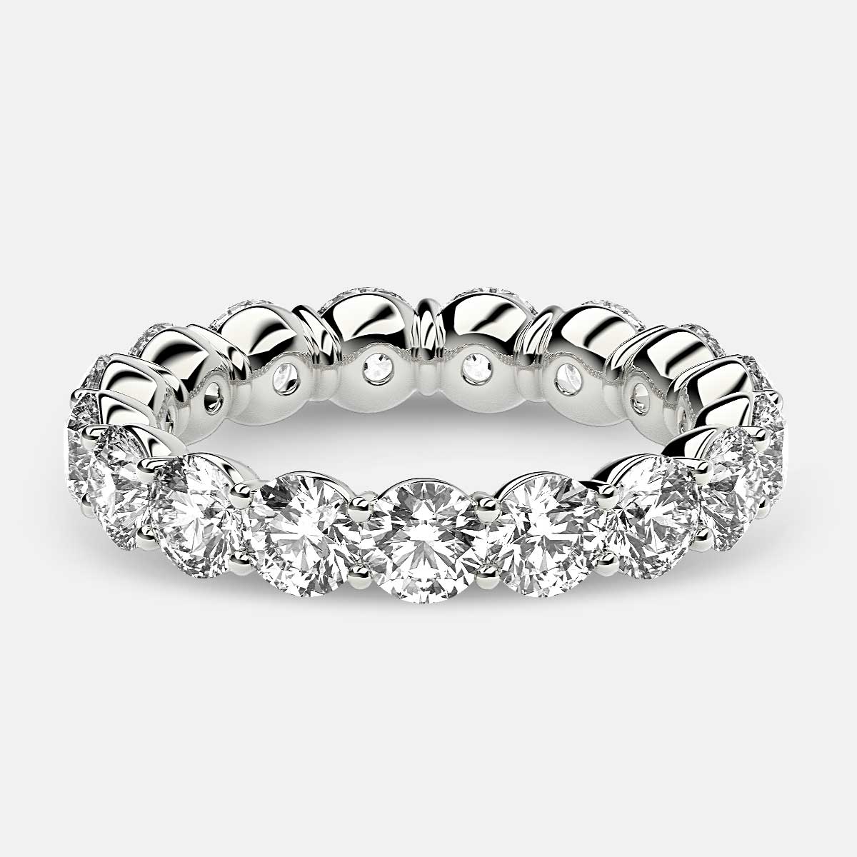 Classic Prong Set Eternity Ring with Round Diamonds in Platinum