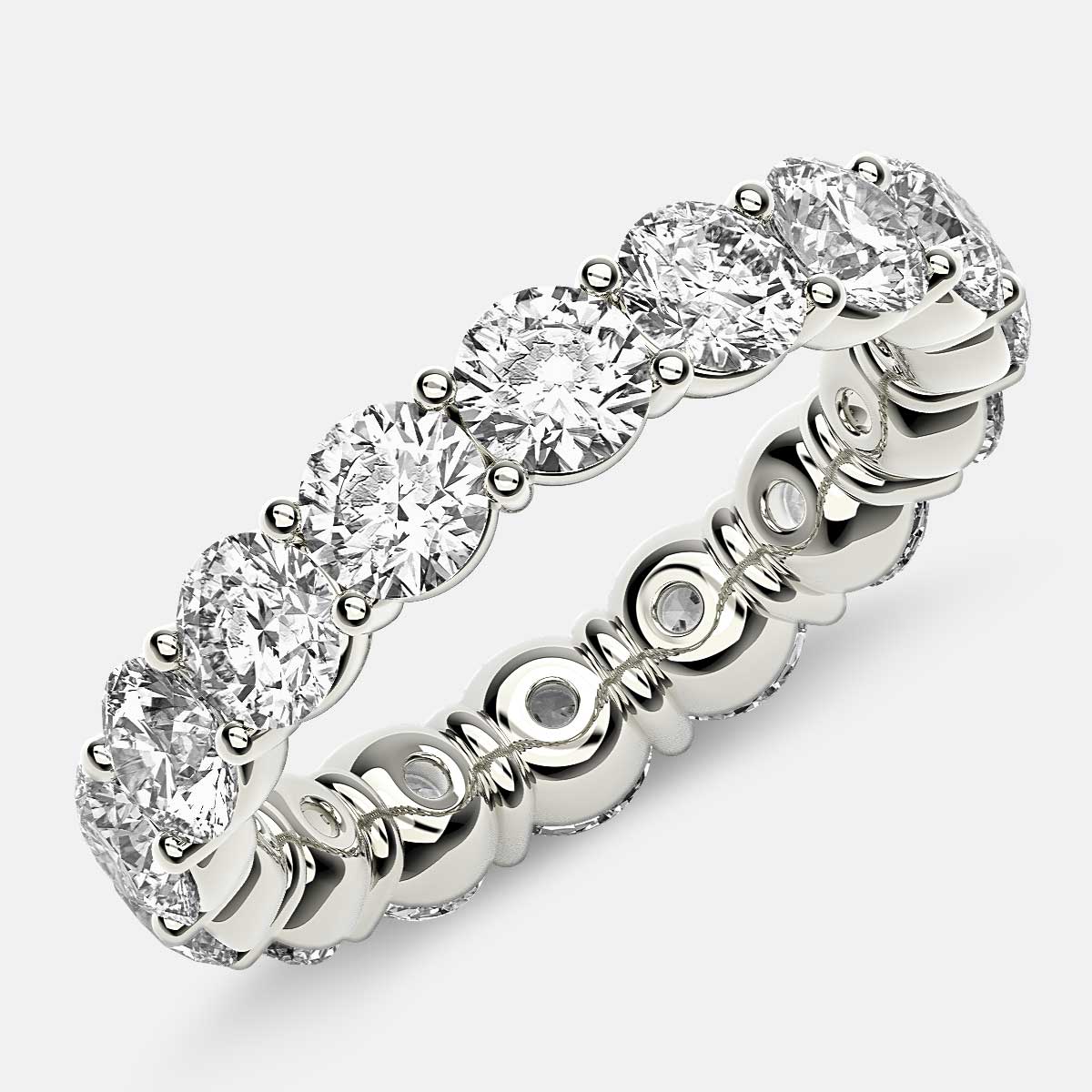 Classic Prong Set Eternity Ring With Round Diamonds In Platinum