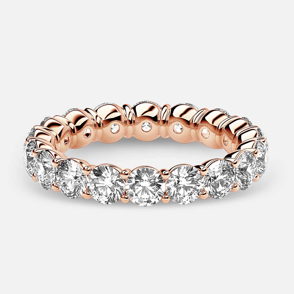 Classic Prong Set Eternity Ring with Round Diamonds in 18k Rose Gold