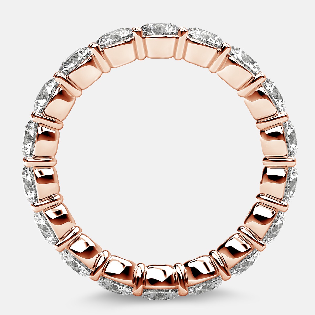 Classic Prong Set Eternity Ring with Round Diamonds in 18k Rose Gold