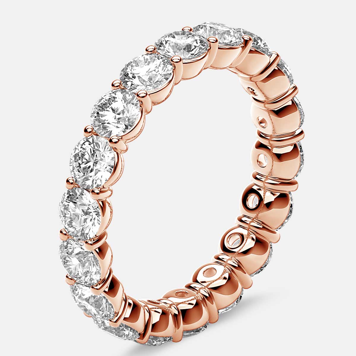 Classic Prong Set Eternity Ring with Round Diamonds in 18k Rose Gold