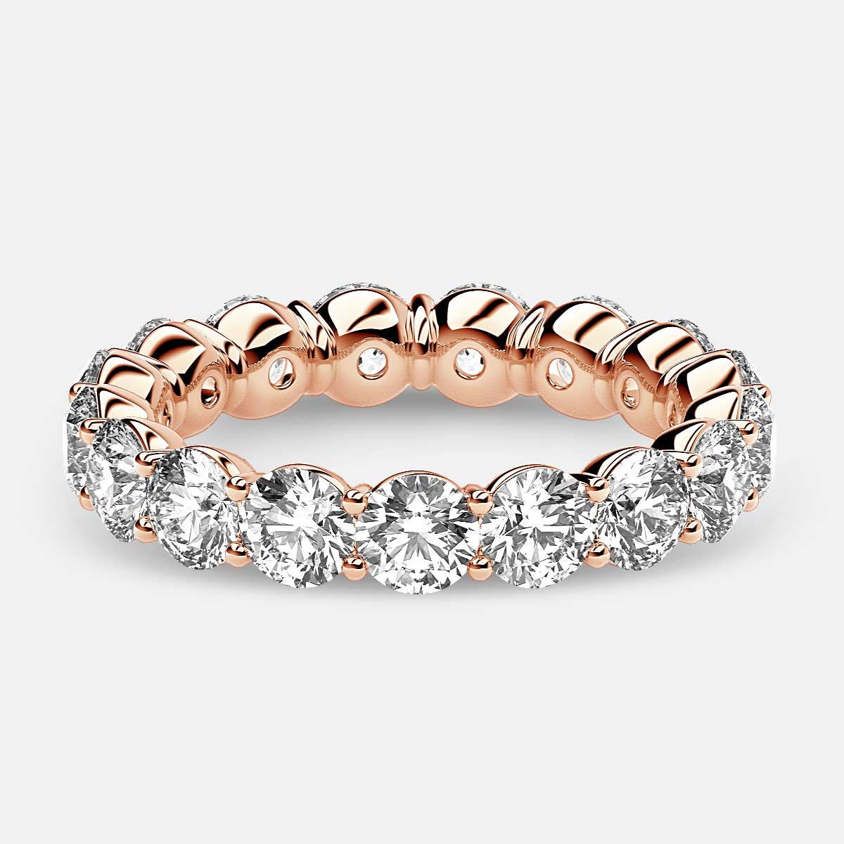 Classic Prong Set Eternity Ring with Round Diamonds in 18k Rose Gold