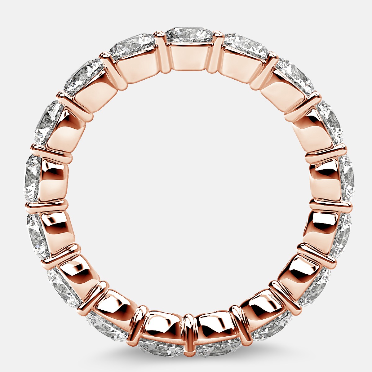 Classic Prong Set Eternity Ring with Round Diamonds in 18k Rose Gold