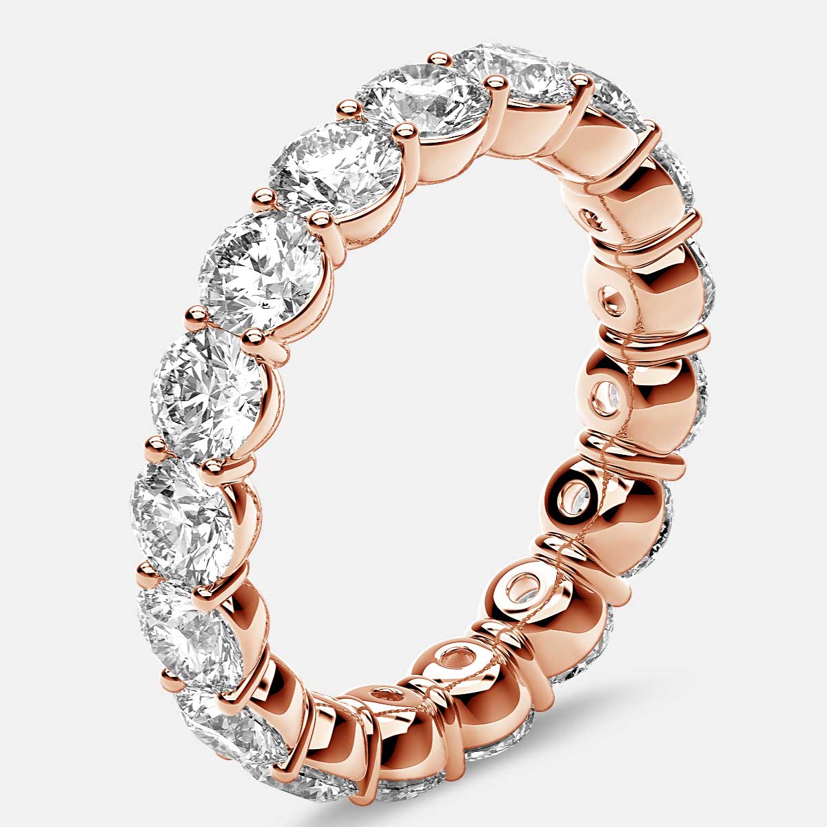 Classic Prong Set Eternity Ring with Round Diamonds in 18k Rose Gold