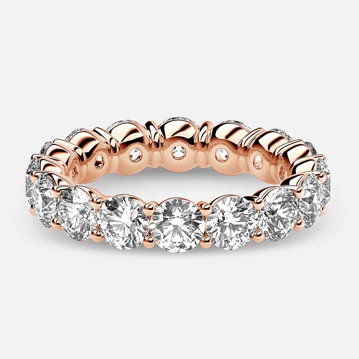 Classic Prong Set Eternity Ring with Round Diamonds in 18k Rose Gold
