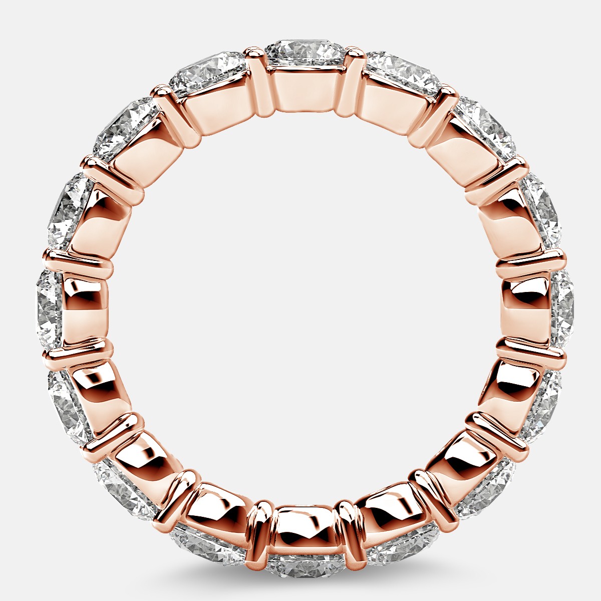 Classic Prong Set Eternity Ring with Round Diamonds in 18k Rose Gold