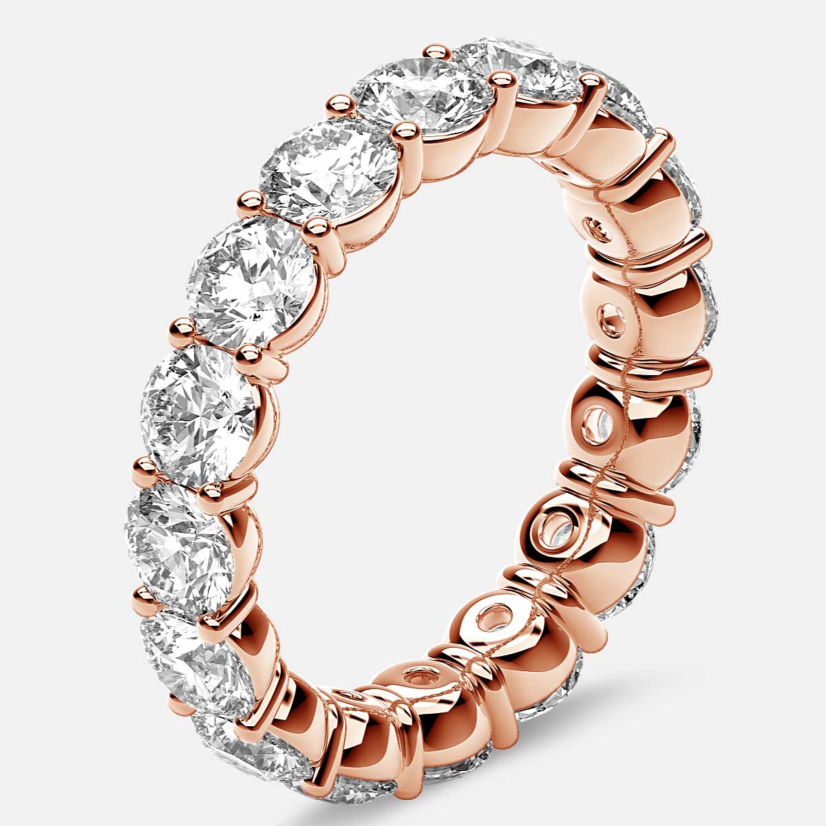 Classic Prong Set Eternity Ring with Round Diamonds in 18k Rose Gold