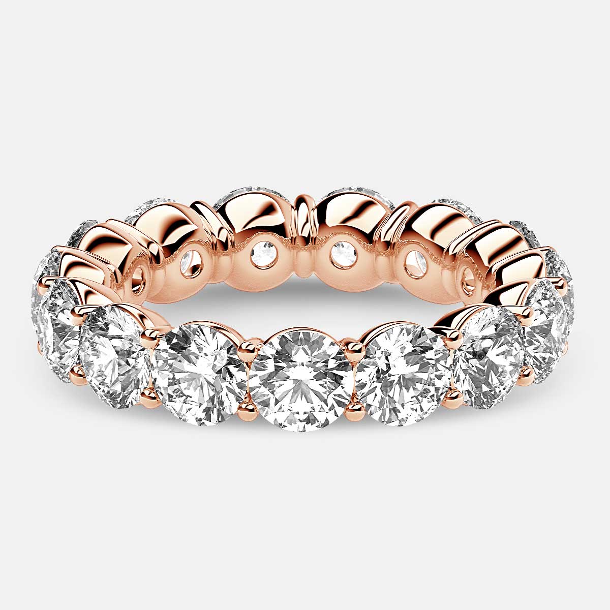 Classic Prong Set Eternity Ring with Round Diamonds in 18k Rose Gold