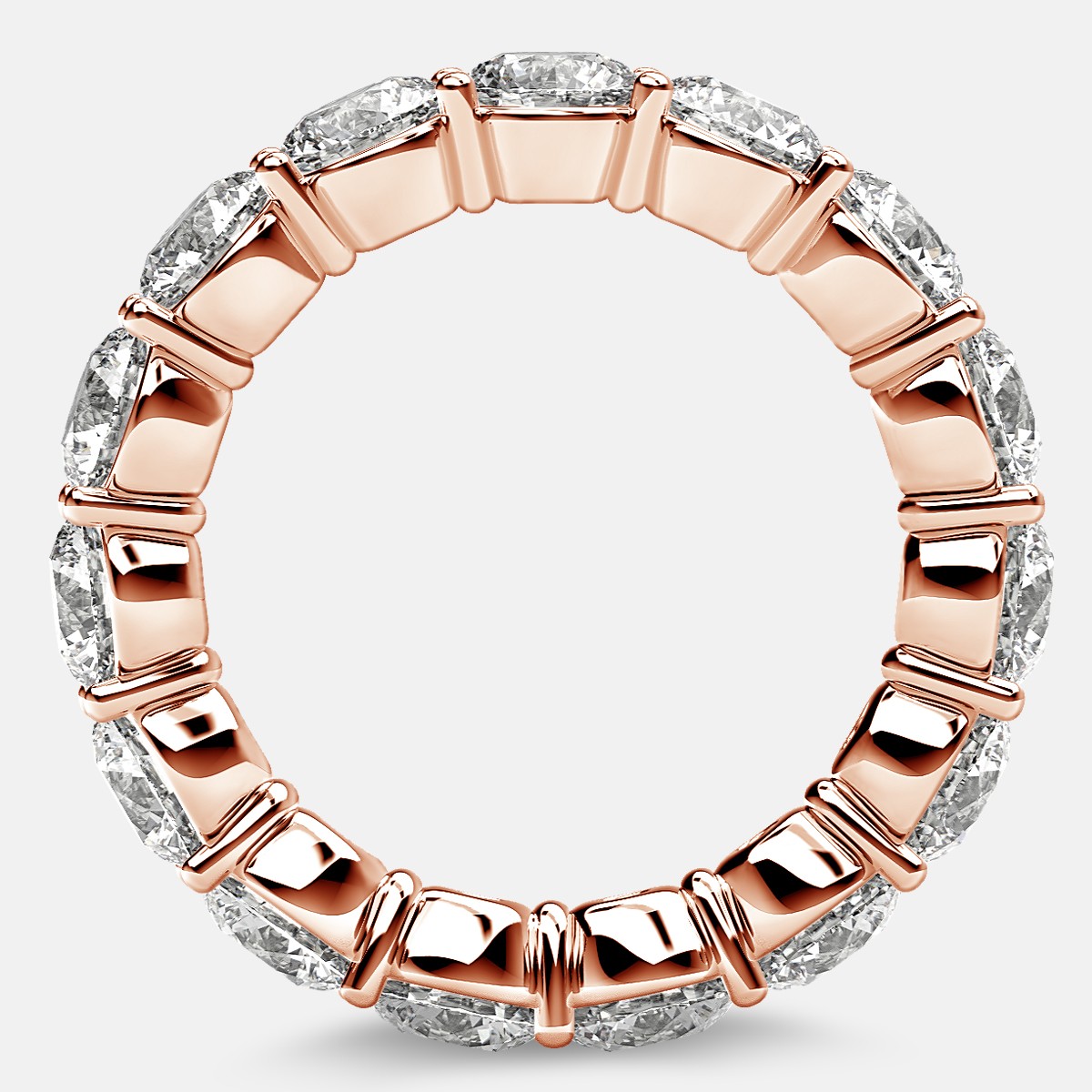 Classic Prong Set Eternity Ring with Round Diamonds in 18k Rose Gold