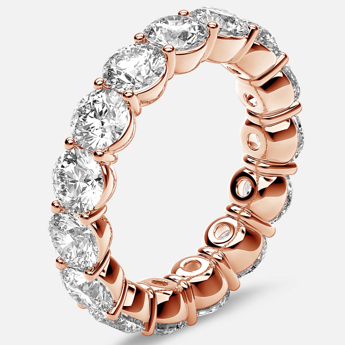 Classic Prong Set Eternity Ring with Round Diamonds in 18k Rose Gold