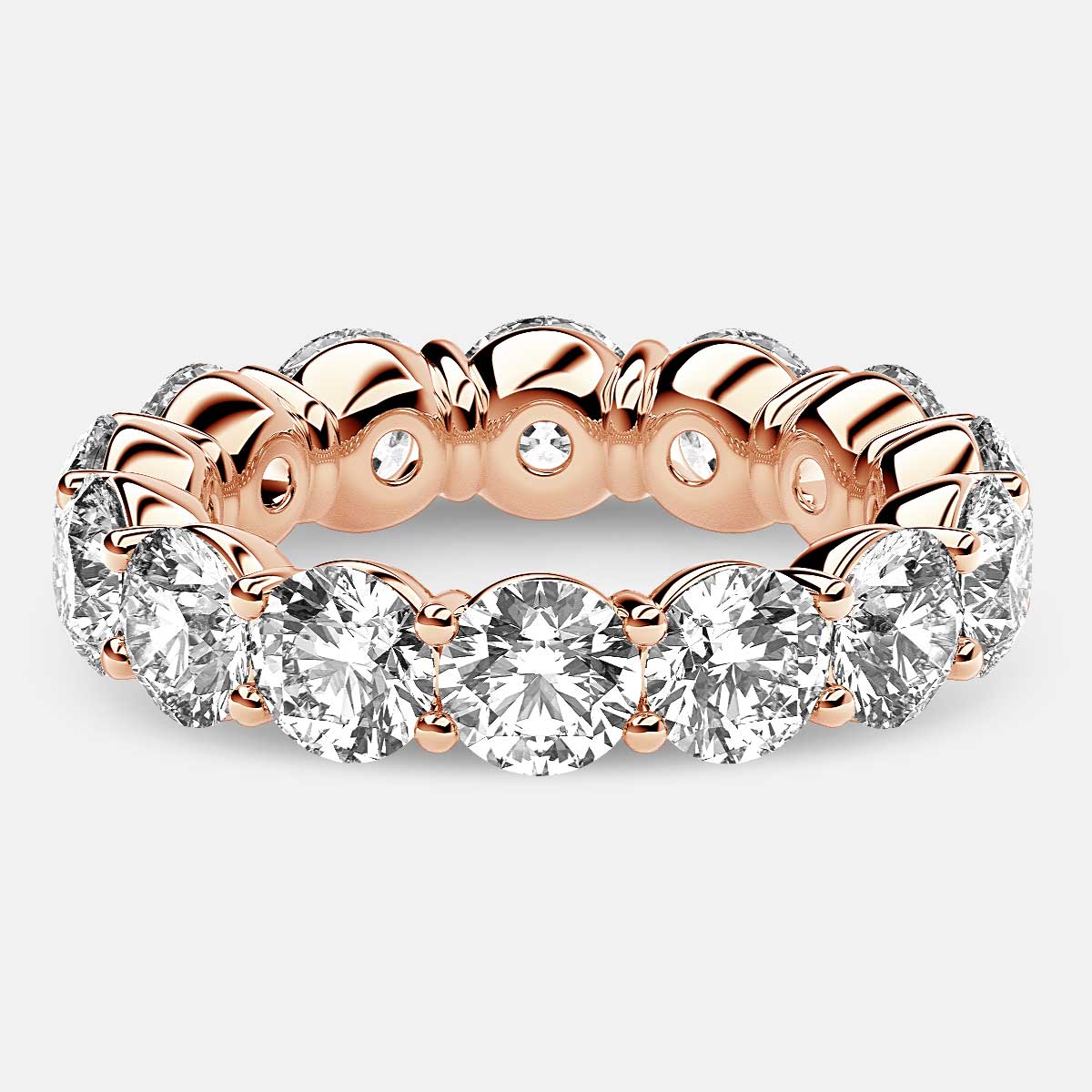 Classic Prong Set Eternity Ring with Round Diamonds in 18k Rose Gold