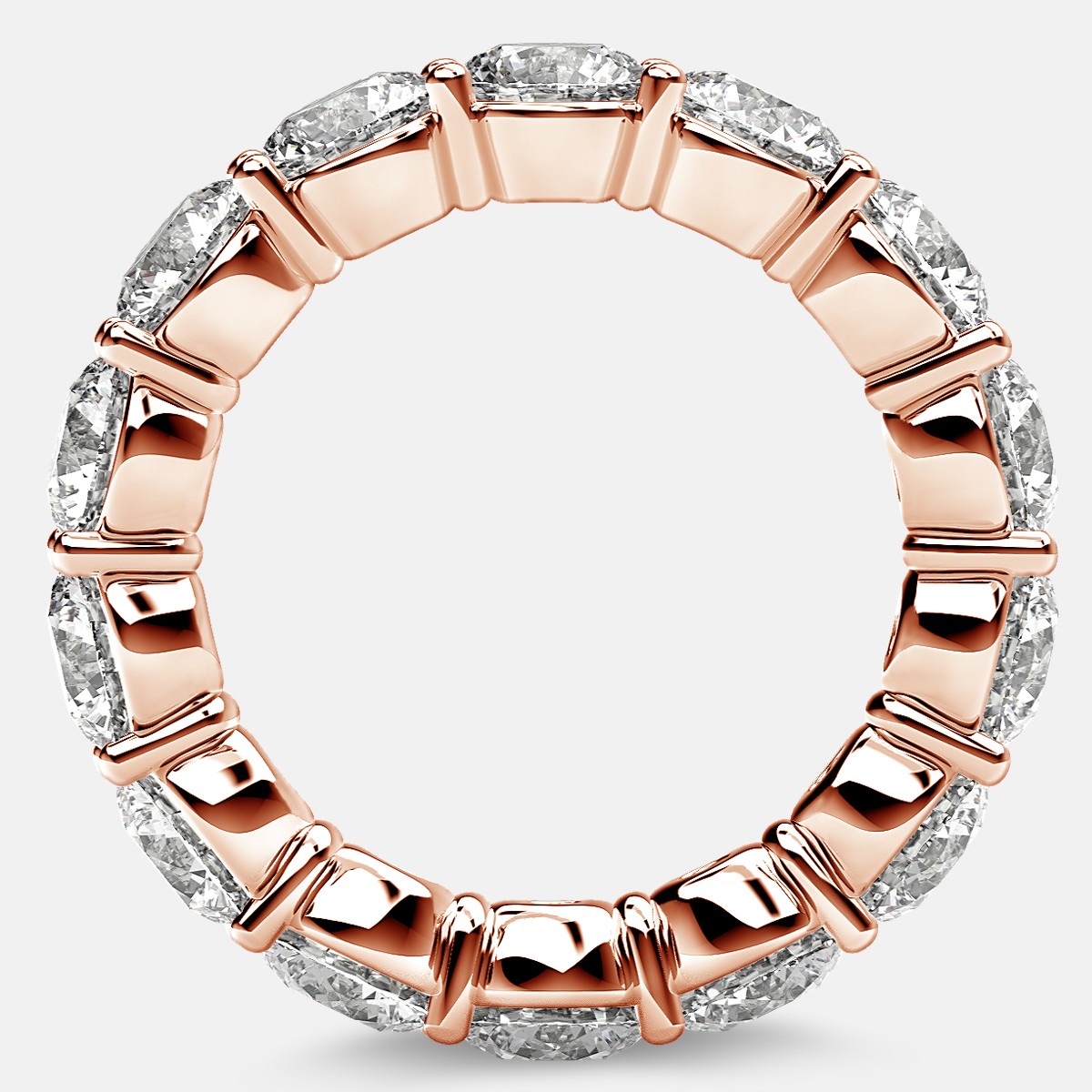 Classic Prong Set Eternity Ring with Round Diamonds in 18k Rose Gold