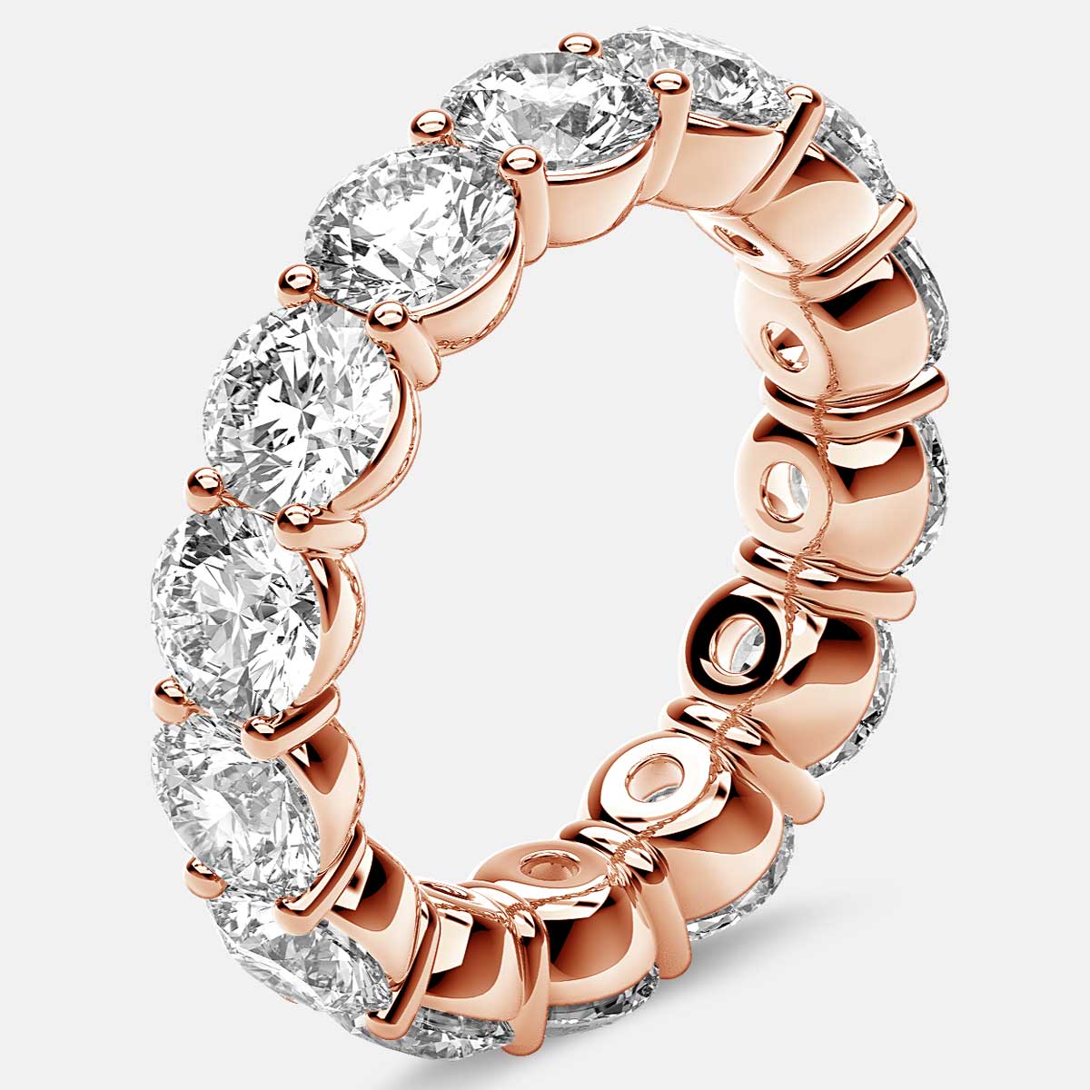 Classic Prong Set Eternity Ring with Round Diamonds in 18k Rose Gold