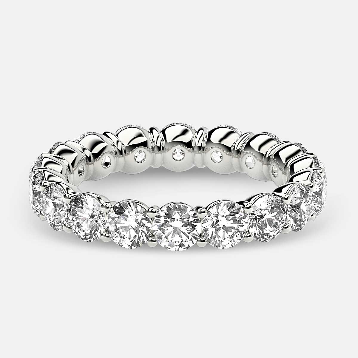 Classic Prong Set Eternity Ring with Round Diamonds in 18k White Gold