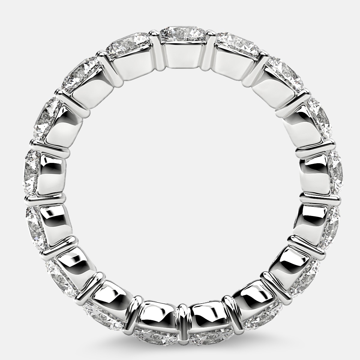 Classic Prong Set Eternity Ring with Round Diamonds in 18k White Gold