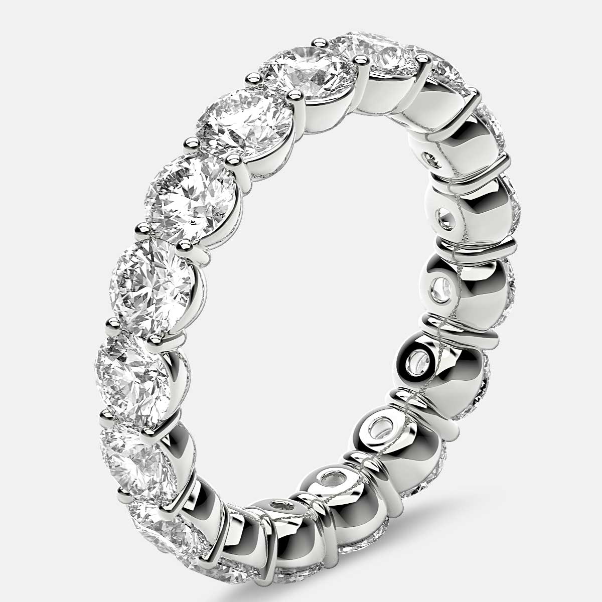 Classic Prong Set Eternity Ring with Round Diamonds in 18k White Gold