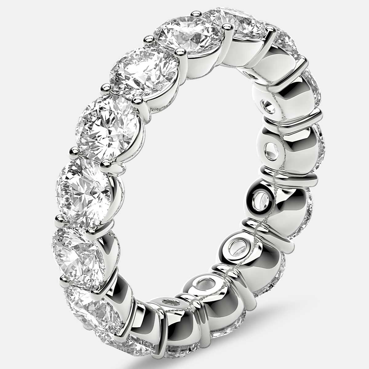 Classic Prong Set Eternity Ring with Round Diamonds in 18k White Gold