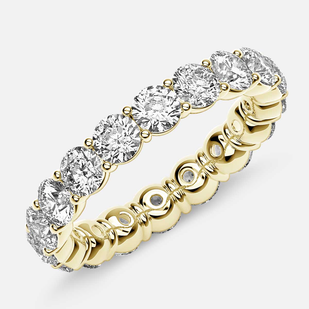 Classic Prong Set Eternity Ring with Round Diamonds in 18k Yellow Gold